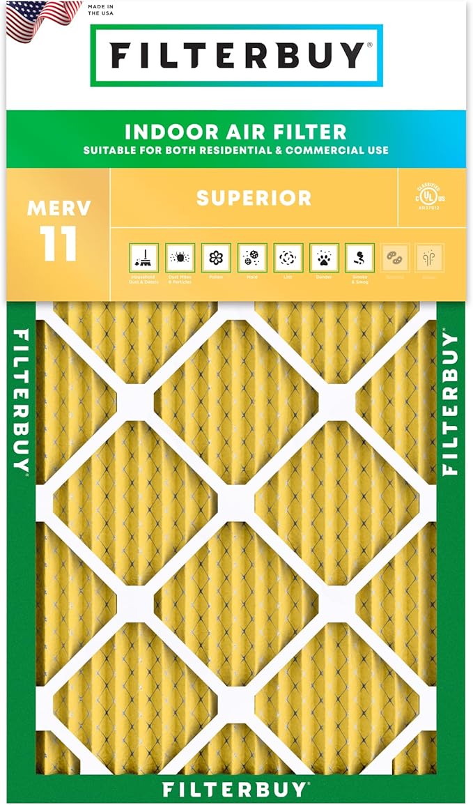Filterbuy 20x36x1 Air Filter MERV 11 (MPR 1200) Allergen Defense Replacement (1-Pack), Electrostatic Pleated HVAC AC Furnace Filters, Made in USA (Actual Size: 19.75 x 35.75 x 0.75)