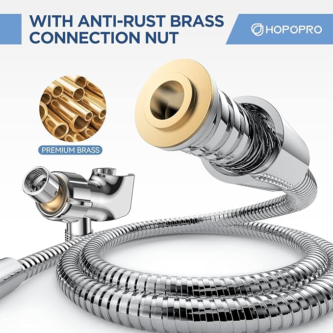 6-Mode High Pressure Handheld Shower Head with Power Wash, HOPOPRO High Flow Hand Held Showerhead Set with Built-in Power Spray to Clean Tub Tile Pets Bathroom Flooring