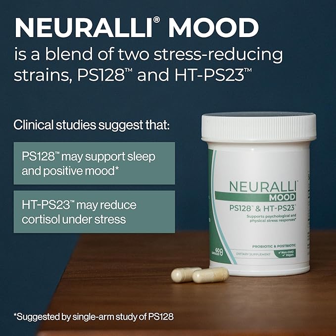 Bened Life Neuralli Mood with PS128 for Stress Relief & Recovery via The Gut-Brain Axis (90-Day Supply), Ages 18+ - 3 Bottles (180 Capsules)
