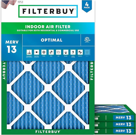 Filterbuy 8x14x1 Air Filter MERV 13 (MPR 1900) Health Defense Replacement (4-Pack), Electrostatic Pleated HVAC AC Furnace Filters, Made in USA (Actual Size: 7.50 x 13.50 x 0.75)