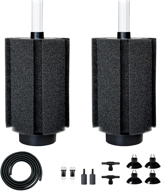100-120 Gal Large Aquarium Sponge Filter with Air Stone and Ceramic Media,2 Pack Quiet Fish Tank Filters fit Breeding Fry Betta Shrimp Fish Tank