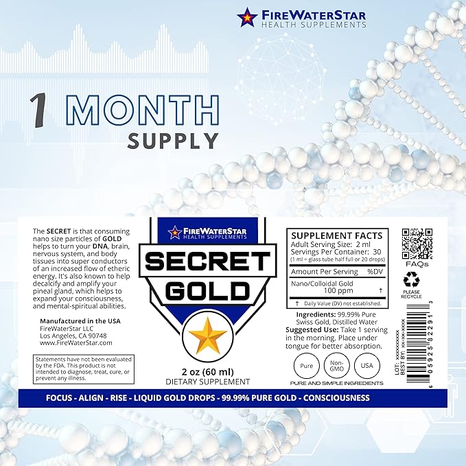 FWS Colloidal Gold Liquid Drops, Ascension Meditation Spiritual Aid Brain Boost, Enhance Awareness Clarity Dreams Intuition, Made from 99.99% Pure Swiss Gold, 100 ppm, Ruby Red, Real 24K
