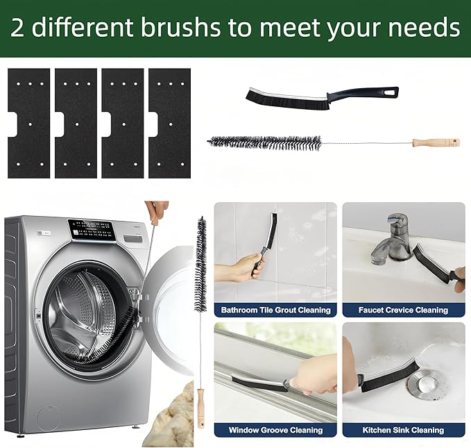 WH01X35719 Lint Filter, 4 PCS GE Washer Dryer Combo with 2 Dryer Vent Brush - Hand Washable and Reusable Lint Filter for Ge Washer Dryer Filter - for Models: PFQ97HSPVDS (style 2)