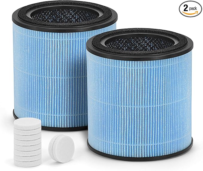 2-Pack AP0601 True HEPA Replacement Filter, Compatible with AP0601/AP0601-RF Air Pu-rifier, with H13 True HEPA Filter and High-Efficiency Activated Carbon 4-IN-1 Filtration, 2 Packs