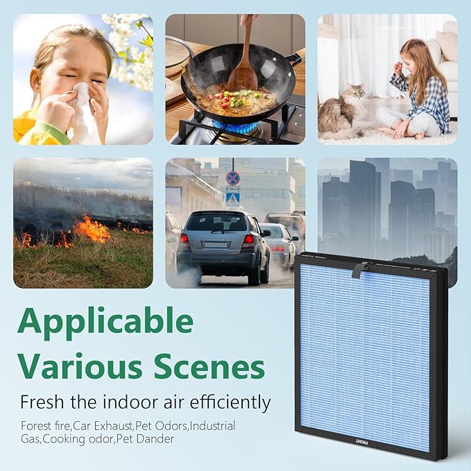 HAP603 Replacement Filter Compatible with ECOSELF HAP603 Air Cleaner Purifier, 3-in-1 HAP-603 Replacement Filter, 2 Packs, Blue