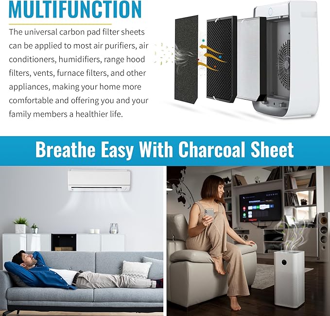 CFS COMPLETE FILTRATION SERVICES EST.2006 1PACK CuttoFit Carbon Pad 16 x 48 inches for Air Filters Charcoal Sheet fits Air Purifiers Range Hoods Furnace Filters removes Odor V O C Parts