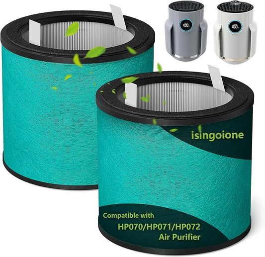 HP071BRN HP070 HP072 Replacement Filter Compatible with Shark NeverChange Air Purifier HP072/HP071BRN/HP070/UA075 H13 True HEPA and Activated Carbon Filter Replacement Pet Care,2 Pack