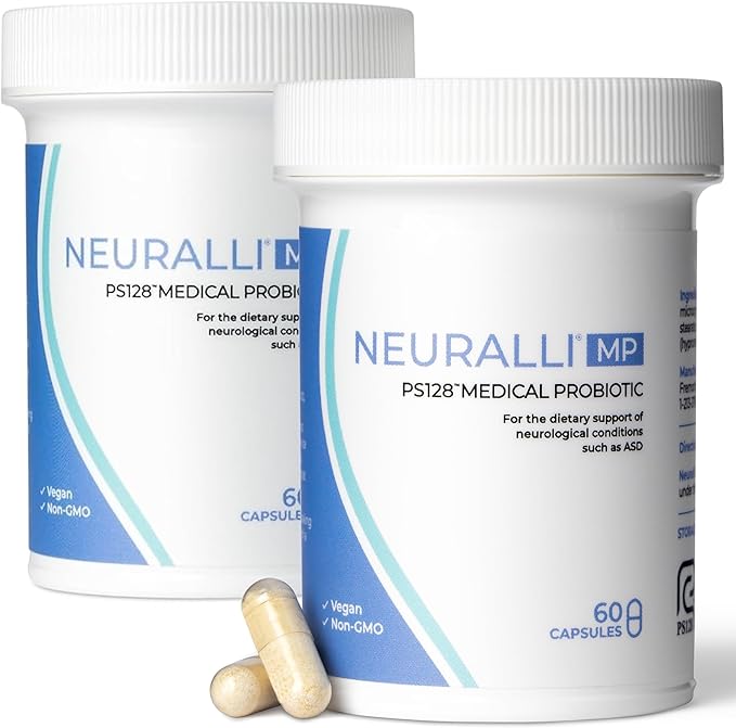 Bened Life Neuralli MP, Medical Food with PS128 for People with ASD and PD (60-Day Supply) - 2 Bottles (120 Capsules)