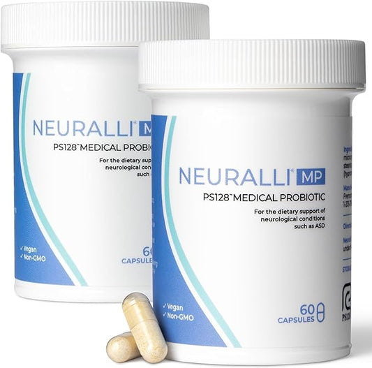Bened Life Neuralli MP, Medical Food with PS128 for People with ASD and PD (60-Day Supply) - 2 Bottles (120 Capsules)