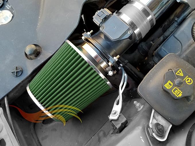 GREEN 2.75" 70 mm Inlet Cold Air Intake Cone Replacement Performance Washable Clamp-On Dry Air Filter