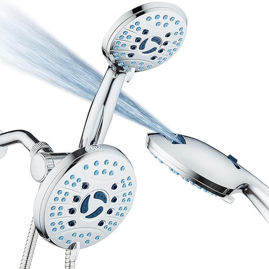 Hotel Spa AquaCare for California As-Seen-On-TV High Pressure Handheld Rain 50-Mode 3-Way Shower Head Combo, Anti-clog Jets, 2-Mode Tub & Pet Power Wash, Wall Bracket, 6 ft. Hose