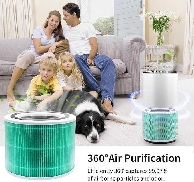 2 Pack Core 300 Toxin Absorber Replacement Filter for LEVOIT Core 300 & Core 300S & Core P350 & Core300-P Air Purifier,3-in-1 H13 True HEPA & Activated Carbon Filter, Core 300-RF(Green)