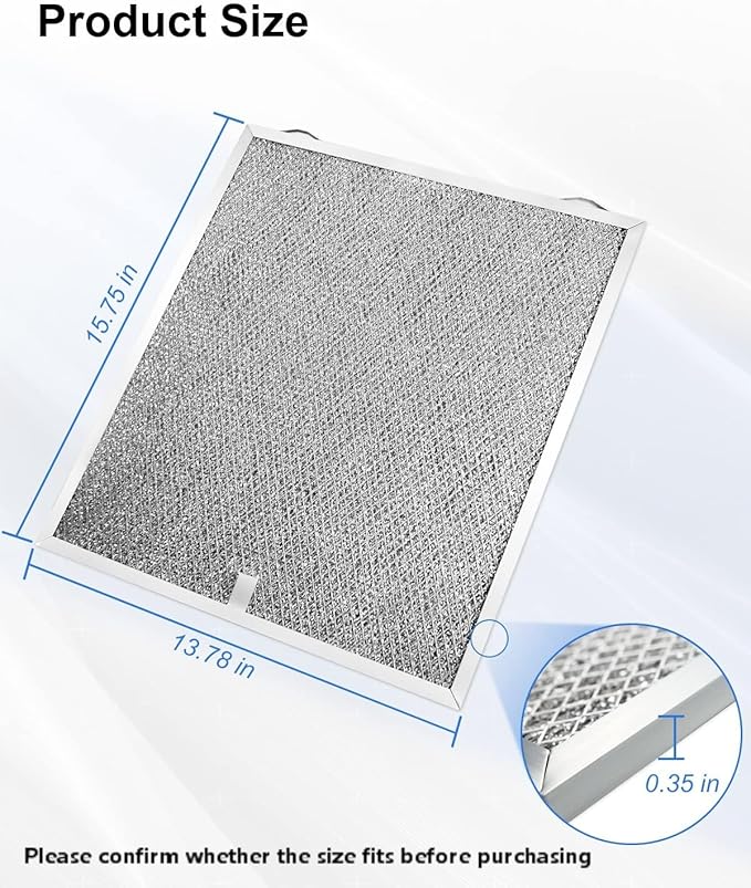 2 Pcs S99010430-002 Range Hood Filter Compatible with Broan Nutone Ken-more 15-3/4" x 13-7/8" x 3/8" Aluminum Mesh Grease Range Hood Filters Replace 99010430-002 4512880