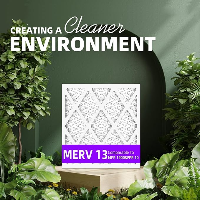 10x20x1 MERV 13 (6-Pack) Pleated Air Filter (Actual Size: 9.75" x 19.75" x 0.75") MPR 1900 & FPR 10, Furnace Air Filters 10x20x1 Air Filter