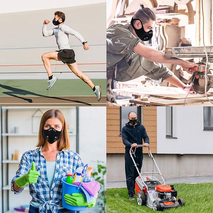 10 pcs of Activated Carbon PM2.5 Mask Filters and 4 Exhaust Valves - Non-Woven Air Pollution Face Mask Filters Inserts - Anti Haze Dustproof Replacement Filter for Face Mask Breathing Insert 5 Layers