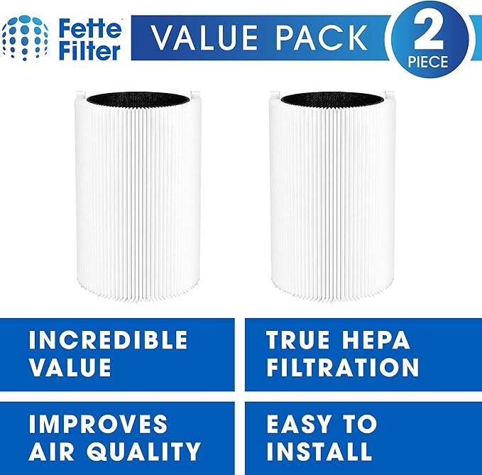 Fette Filter - Replacement H13 TRUE HEPA/Carbon Combo Filter Compatible with Nuwave OxyPure 3XL Air Purifier Models 47501, 47502. (2 Pack)