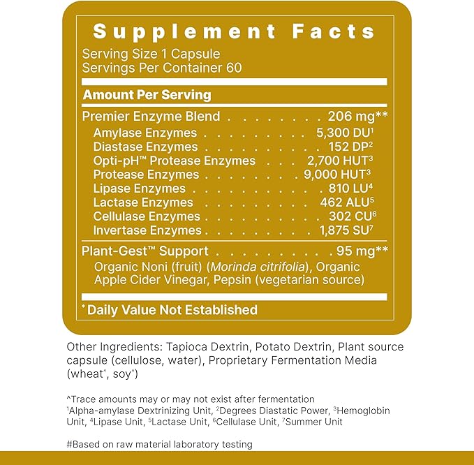 Premier Research Labs Active Digestive Enzymes with Probiotic and Prebiotics - Promotes Full-Spectrum Digestive Support - with Amylase, Protease & Lipase, 60 Plant-Sourced Capsules
