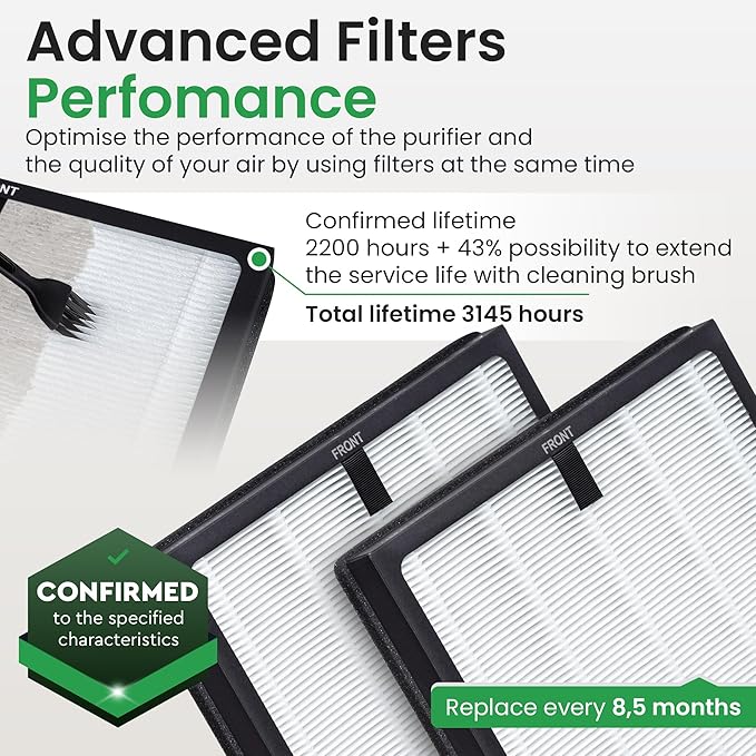 HY4866 Air Purifier Replacement Filter - 2 Pack Compatible with MORENTO, WESTHEY HY4866, YIOU M1 - True HEPA Filter, 4 Stage Filtration, Carbon & Silver Technology