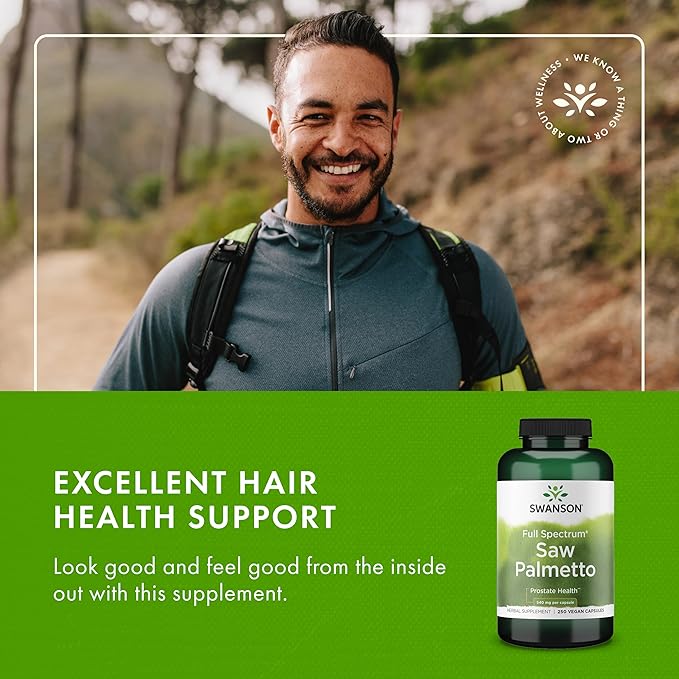 Swanson Saw Palmetto - Herbal Supplement Promoting Male Prostate Health Support - Natural Hair Supplement & Urinary Health Support - 540 mg 250 Capsules
