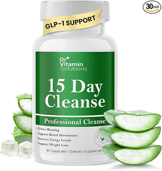 DR VITAMIN SOLUTIONS 15 Day Gut Cleanse Detox for Women, GLP-1 Support - Natural Colon & Detox Cleanse for Weight Loss - Bloating & Constipation Relief - Flushes Toxins & Supports Immunity - 30 Ct.