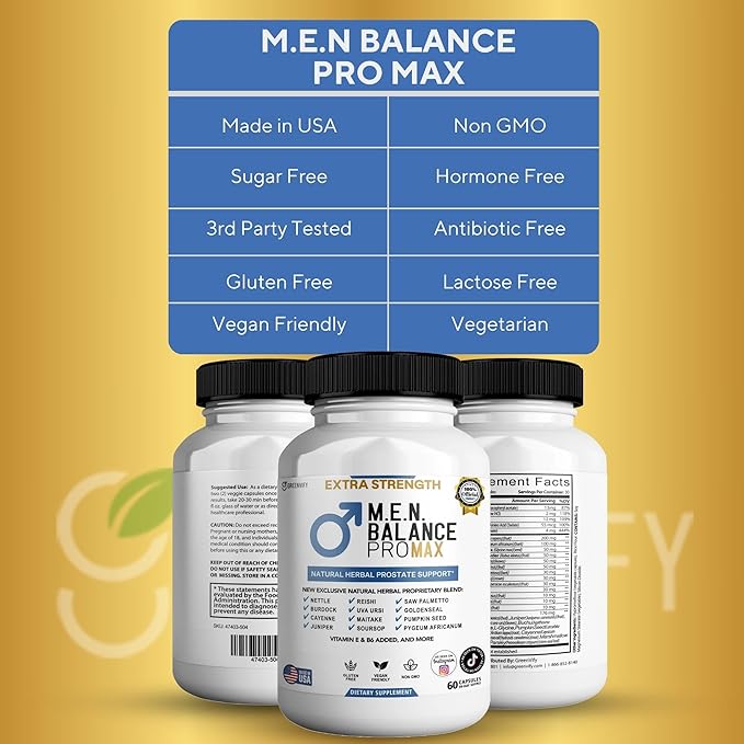 M.E.N. Balance Pro Max, Extra Strength Prostate Support Supplement, Natural Herbal Blend with Saw Palmetto, 60 Capsules (2)