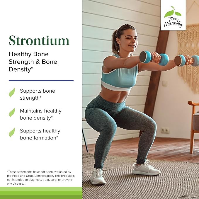 Terry Naturally Strontium - Bone Health & Strength Support Supplement - Supplement with Vegan Capsules - with Strontium Citrate for Superior Absorption - 60 Capsules (Pack of 2)