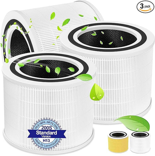3Pack Core 200S Replacement Filter for LEVOIT Core 200S/200S-P Smart WiFi Air Purifier, 4-Stage Core 200S-P Air Filter Activated Carbon,H13 True HEPA Filter Replacement Part# Core 200S-RF
