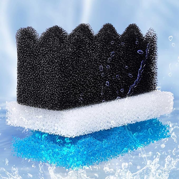 15 Pcs Filters Media Set Compatible with Fluval 106/107 Foam Aquarium Filters, Including Blue White Black Foam for Replacement Filter Media Kit