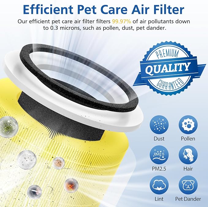 240 Pet Replacement Filter Compatible with 240 Air Purifier, 3-in-1 HEPA Replacement with Activated Carbon Filter for 99.97% Air Pollutants, and Odor, Filter Replacement for 240 Air Purifier, 2 Pack