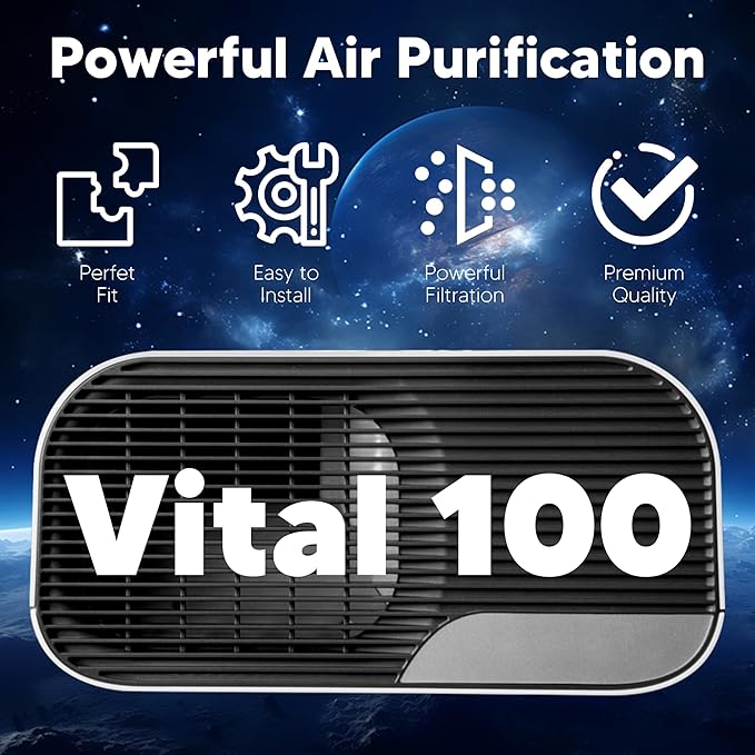 Vital 100 Replacement Filter for LEVOIT Vital 100 Air Purifier, Funmit 3-in-1 H13 True HEPA and High-Efficiency Activated Carbon Filters Set, Compared to Part # Vital 100-RF, 3 Pack, White
