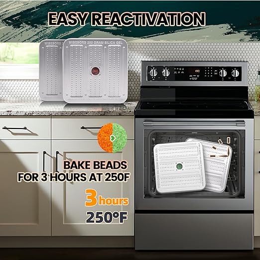 200 Gram 5 Pack Gun Safe Dehumidifier, Reusable Silica Gel Dehumidifier, Indicating Silica Gel Desiccant Canister (Orange to Green)