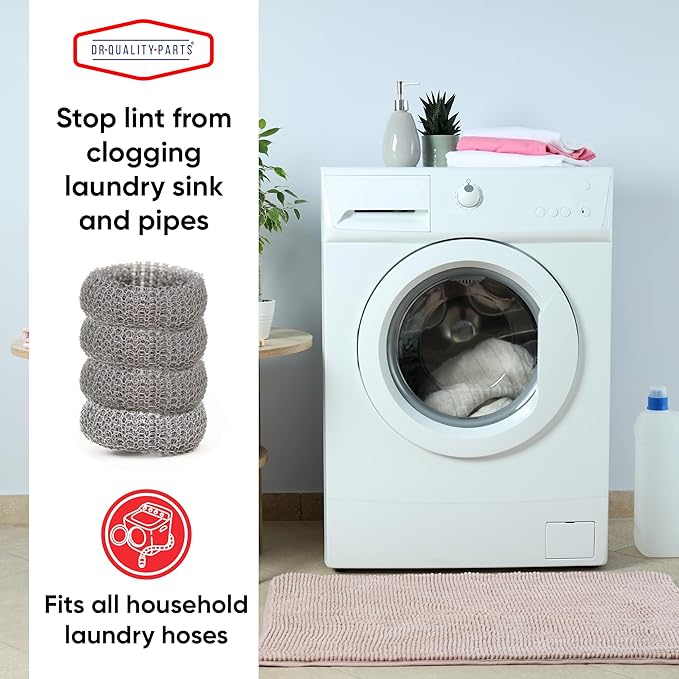 Washing Machine Lint Trap – Stainless Steel Hose Filter, Mesh Drain Catcher, Washer Sock Lint Remover, Rust-Free Snare Laundry Filter with Nylon Cable Ties, 29cmx6.5cm – 24-Pack