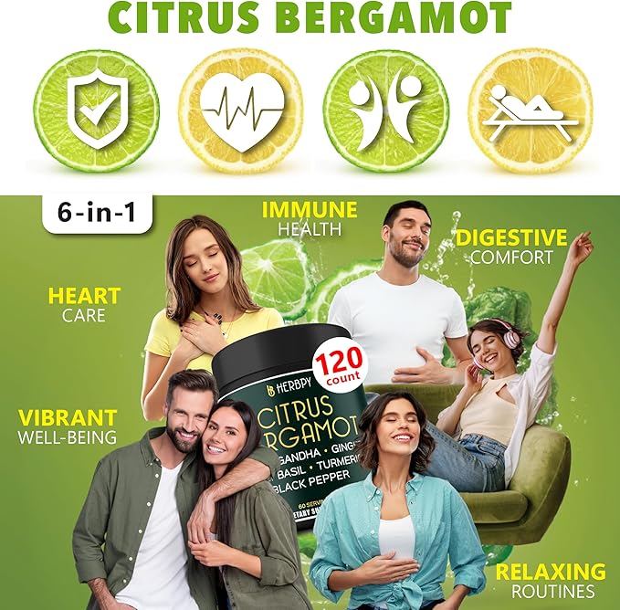 Bundle 6in1 Citrus Bergamot Complex 120 Count & 6in1 Myo-inositol & D-Chiro Inositol Supplement for Women 120 Count - for Digestion, Relaxation, & Overall Health