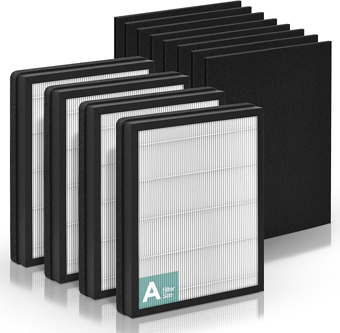 Idylis Air Purifier Replacement Filter A for Filtrete FAP-C01-A and Idylis AC-2119, IAP-10-100, IAP-10-150, IAPC-40-140 Air Purifiers - IAF-H-100A Size A, 4 H13 HEPA & 8 Carbon Pre-filter