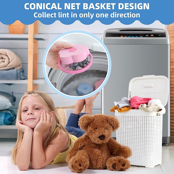 Pet Hair Remover for Laundry,Lint Catcher for Laundry,Washing Machine Floating Lint Mesh Bag,Reusable Household Hair Filter Washer Lint Trap Net Pouch 4 Pieces