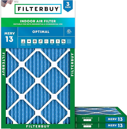 Filterbuy 15x30x1 Air Filter MERV 13 (MPR 1900) Health Defense Replacement (3-Pack), Electrostatic Pleated HVAC AC Furnace Filters, Made in USA (Actual Size: 14.50 x 29.50 x 0.75)