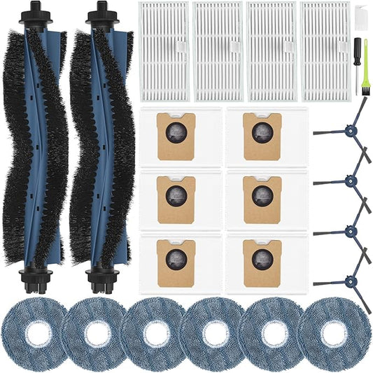 25PCS Replacement Parts for eufy Omni C20 Vacuum Cleaner Includes Main Brush, Mop Pads, HEPA Filters, Dust Bags, Side Brushes High-Performance Compatible with eufy Robot Vacuum Cleaner