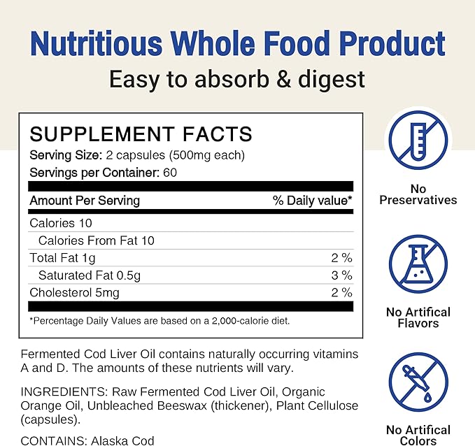 Green Pasture Fermented Cod Liver Oil Orange Flavor 120 Caps