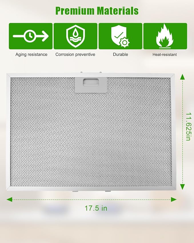 2 Pcs WB02X11012 Range Hood Grease Filter Compatible with GE Series JV565H1BB JV565H1CC JV565H1WW Range Hoods and Multiple Brands and Models, Washable Filter Replace 1084673 AH951994 EA951994 PS951994