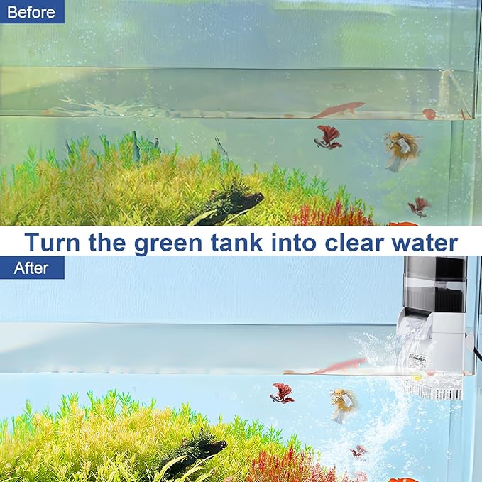 225 GPH Turtle Tank Filter for 10-40 Gallon, Turtle Filter Low Water Level Available, Aquarium Filter with 2-Stage Waterfall Bio-Filtration, Fish Tank Filters for Shrimps, Amphibians, Turtle Tank