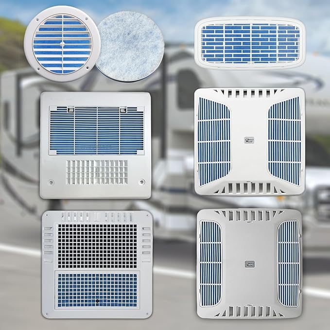 12 Pack RV Air Conditioner Filter - RV 5.25" Round Air Duct AC Filter MERV 8 Replacement for AC Vent (12 Pack With Central Hole)