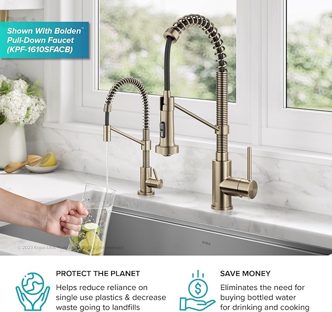 KRAUS Bolden Single Handle Drinking Water Filter Faucet for Reverse Osmosis or Water Filtration System in Spot-Free Antique Champagne Bronze, FF-104SFACB