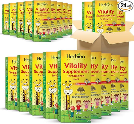 HERBION Naturals Vitality Supplement for Children, Promotes Growth and Appetite, Relieves Fatigue, Improves Mental & Physical Performance, for Kids 1 Year & Above (Pack of 24)