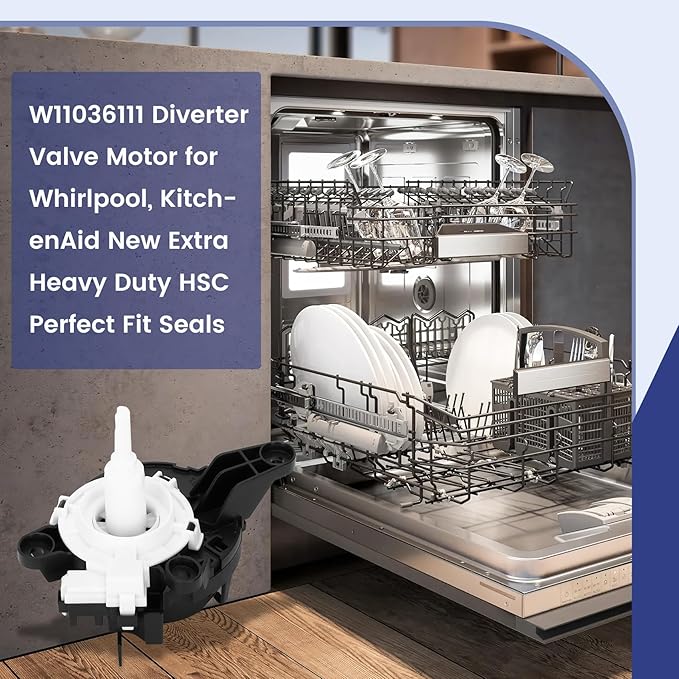 W11036111 W11412297 Diverter Valve Motor for Whirlpool Kitchen-aid Dishwasher WDT750SAKZ0 WDT970SAKZ1, Replace W11412297 W11690882, OEM Diverter Valve Motor Replacement Part