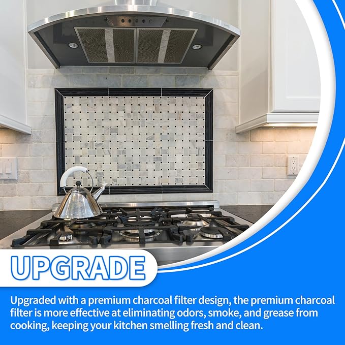 2024 Upgrade S97020466 HPF30 Replacement Charcoal Filter Compatible with Broan-NuTone Non-Ducted Range Hood Grease Filters Type XC 12.9" x 14.8" x 0.1" (Pack 2 with Clips)