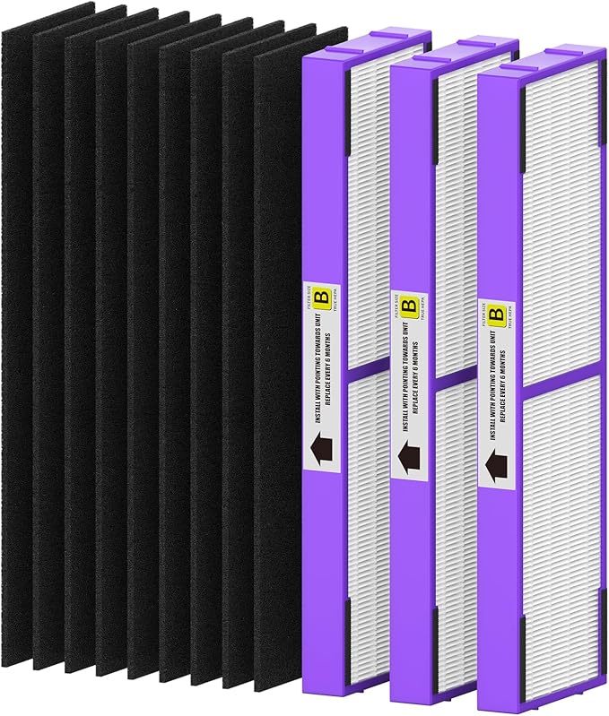 FLT4850PT Filter B Fresh Pet Replacement Compatible with Guardian Models AC4850, AC4825, AC4870, CDAP4500, AC4900, AC4300, AP2200, FLT4850PT, Violet, 3 Premium Filter+9 Carbon