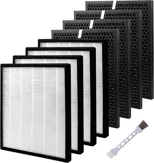 for LEVOIT LV-PUR131 Air Purifier Replacement Filter 4 Filters & 4 True Activated Carbon Filters Set Pre Compatible with 3Stage Filtration LV-PUR131S and LV-PUR131- RF, 4 Pack