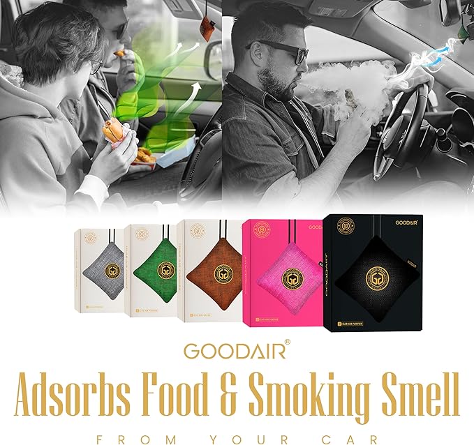 GOODAIR HEPA Car Air Purifier Bag & Pouch | 75g Activated Carbon Filter, Absorb Toxic Gases, 2.0 Premium Certified Air Purifier, Suitable for All Cars, 24/7 Air Purification - Stylish Pink