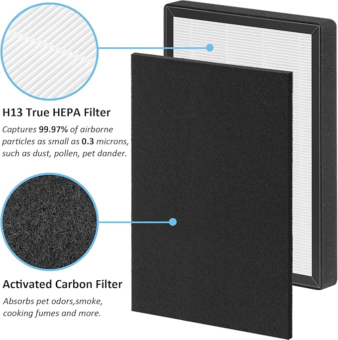 ProHEPA 9000 True HEPA Replacement Filters Compatible with VEVA ProHEPA 9000 Puri-fiers, 3 pack H13 True HEPA Filters & 3 Activated Carbon Pre-Filters