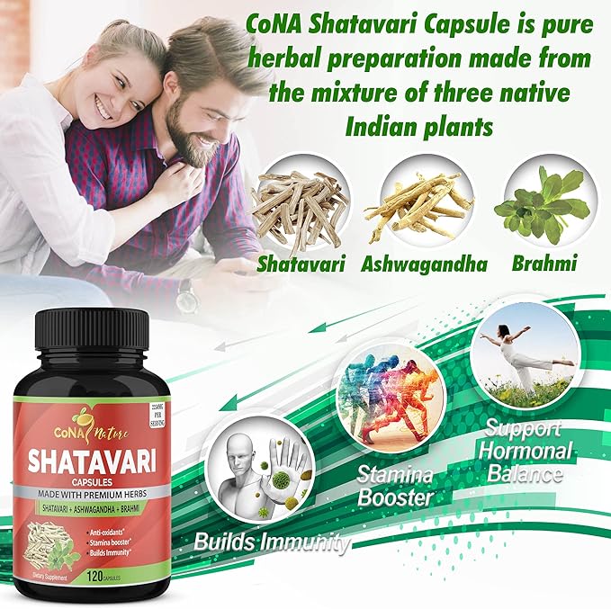 Organic Shatavari Powder Capsules 2250MG with Ashwagandha, Brahmi Extract | Support Women Health, 120 Vegan Capsules
